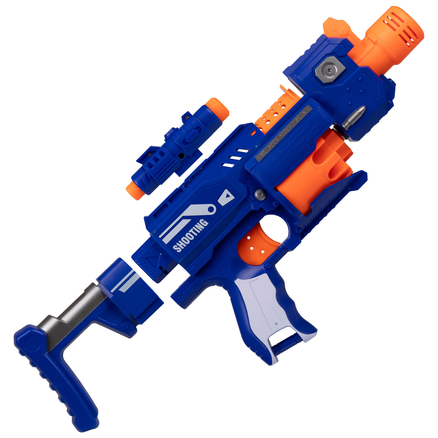 1toy Funmax "A62" бластер электрический, барабан на 10 выстрелов, в комплекте 20 снарядов с присосками