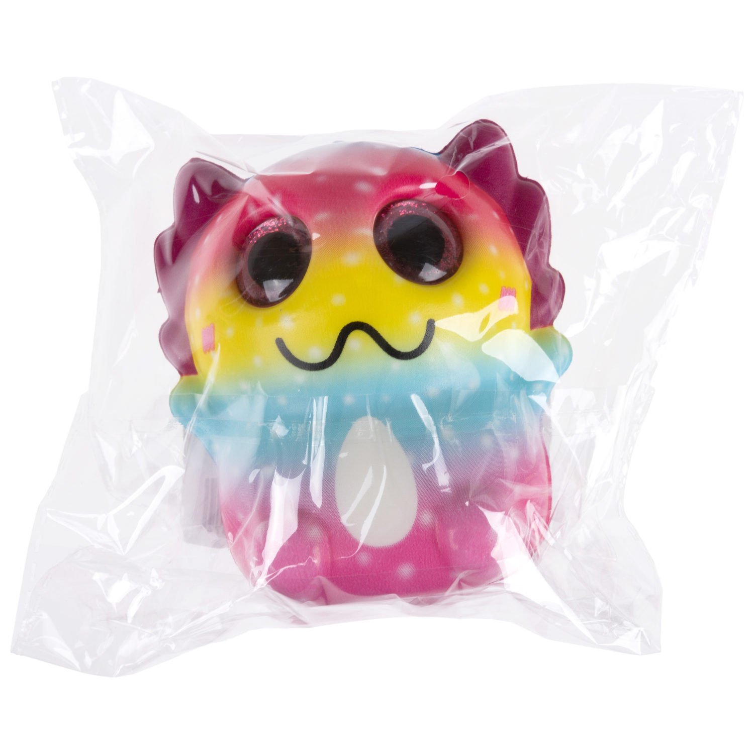 Глазастый сквиш 1TOY Аксолотль, игрушка-антистресс для рук, жмякалка, 9х7,8 см