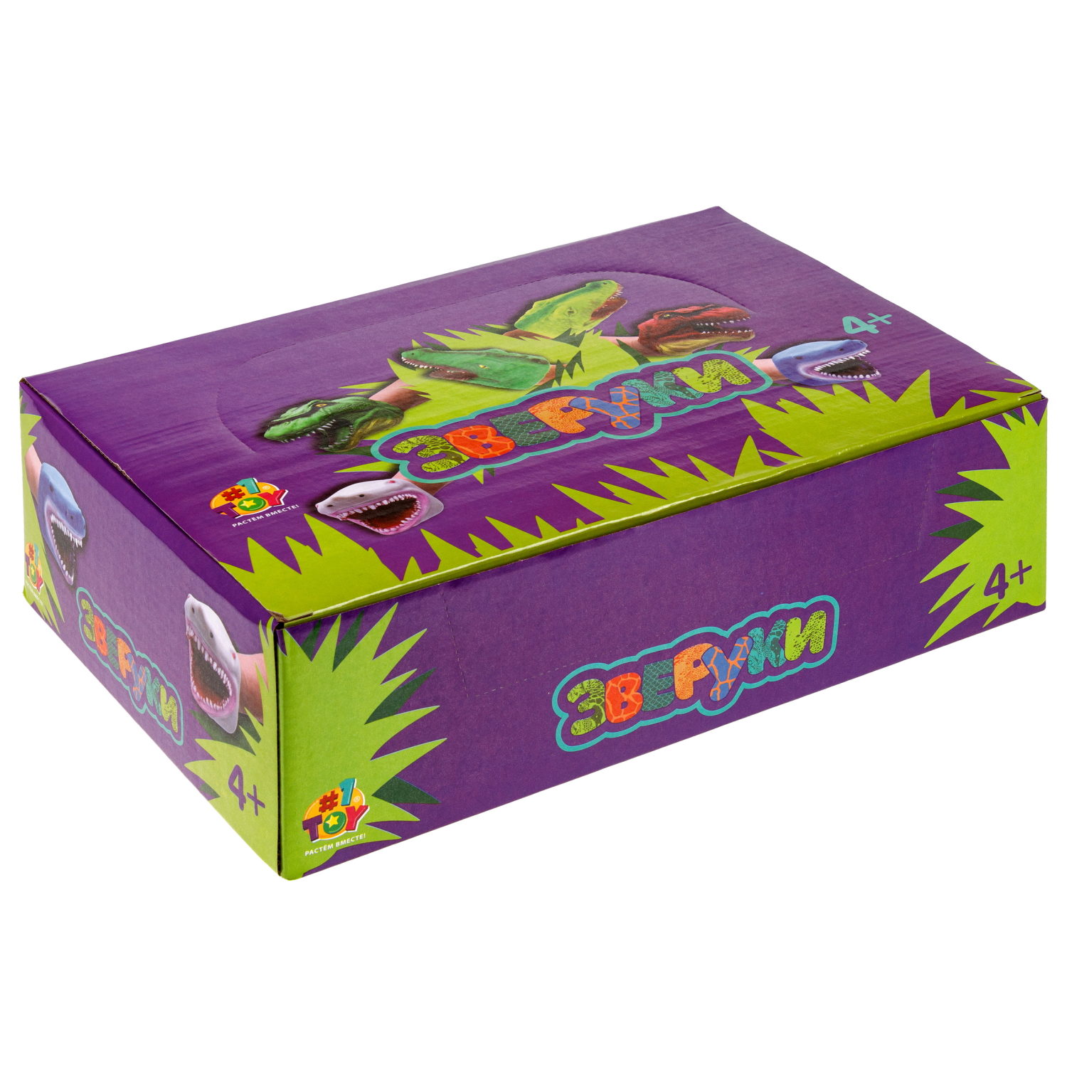 1toy Зверуки большие на руку, 6 видов, 12 шт в д/б