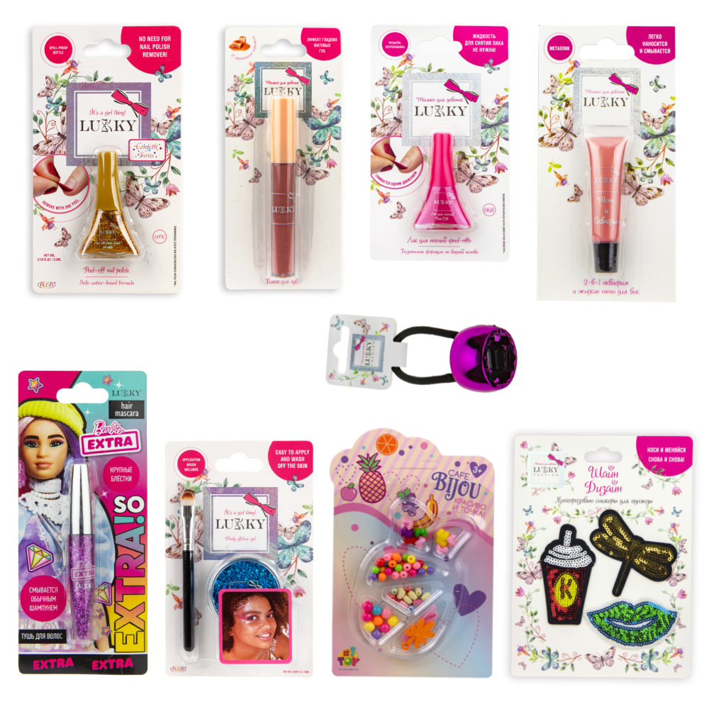 Lukky Fashion Шайн Дизайн, многоразовые стикеры для одежды, 3 шт (кофе, стрекоза, губы)