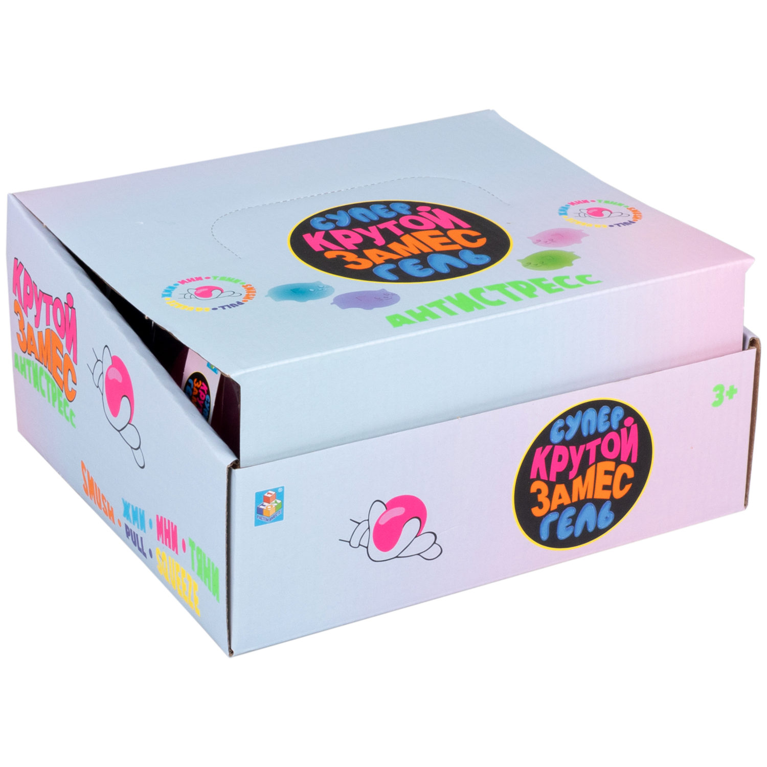 Антистресс-игрушка для рук 1TOY Крутой замес Супергель котик 4 цвета в ассортименте, 6*7,7 см