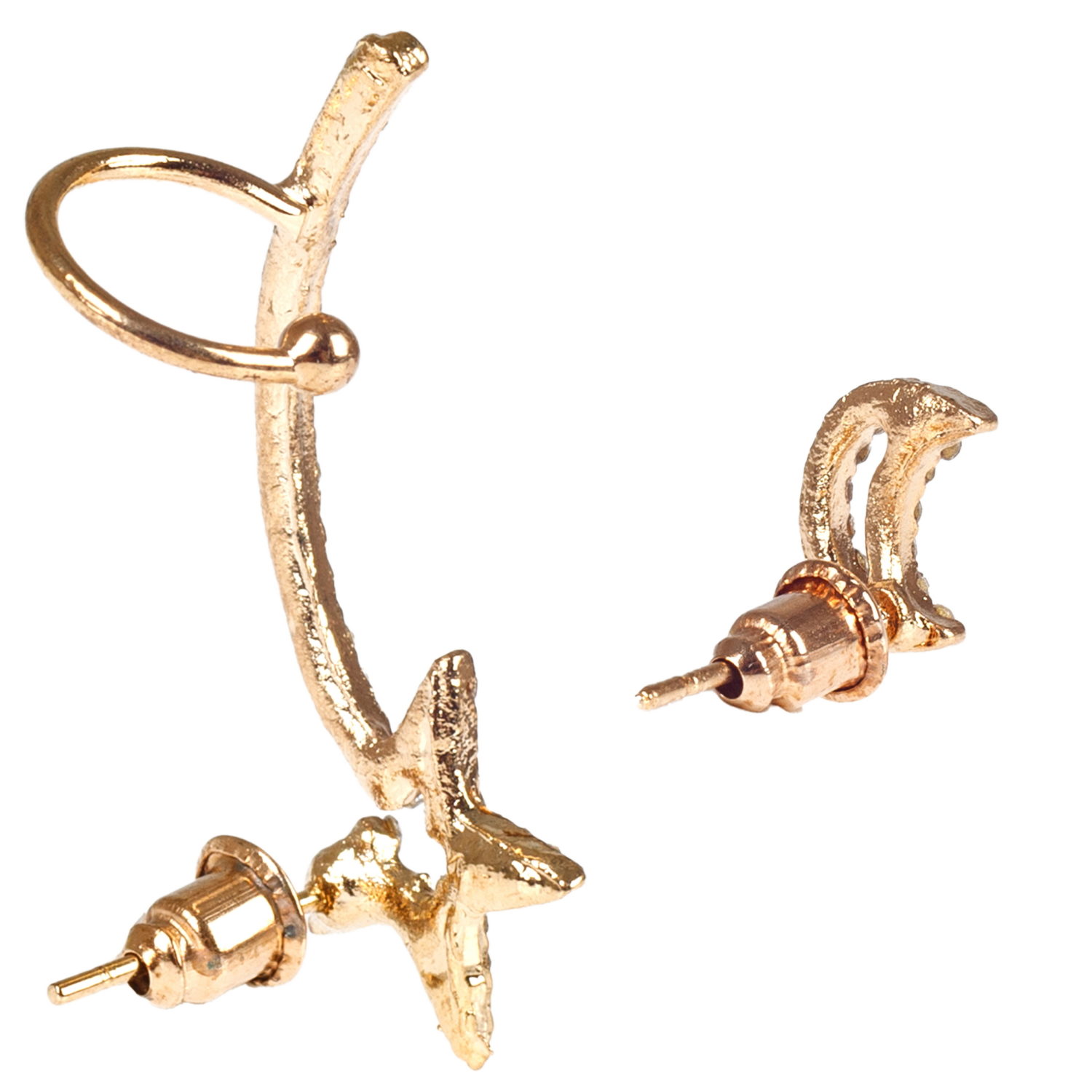 Набор из 2 асимметричных сережек Lukky Fashion "Звезда и полумесяц"