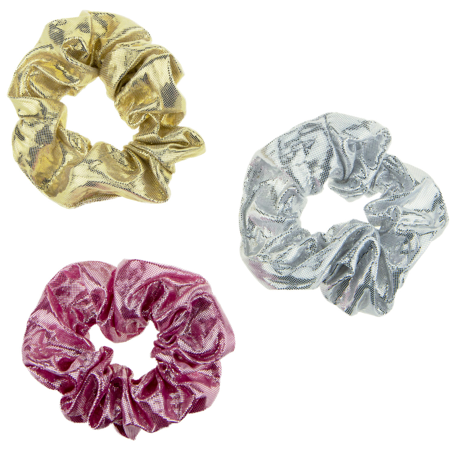 Lukky Fashion резинки текстильные, блестящие, 3 шт (золотой, серебряный, розовый)