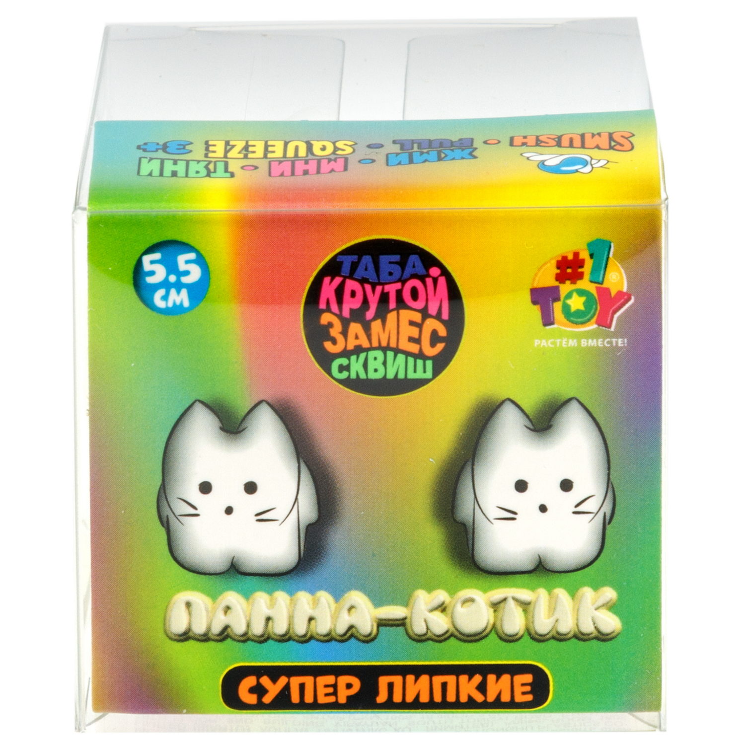 Таба сквиш 1TOY Крутой замес Муссик кот, 4,5х5,5 см