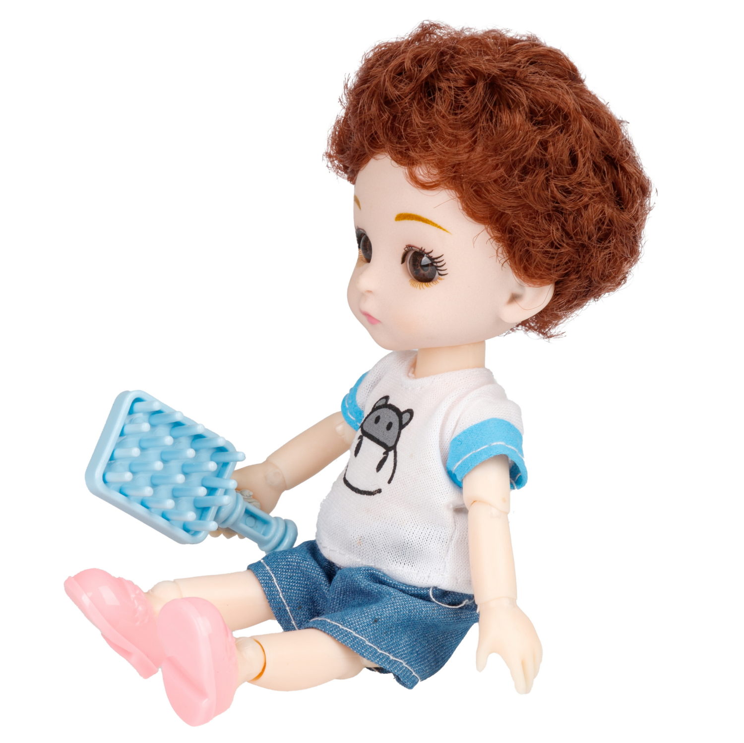 Кукла шарнирная Alisa Kawaii mini 15,2 см, с расчёской, с короткими кудрявыми темными волосами 