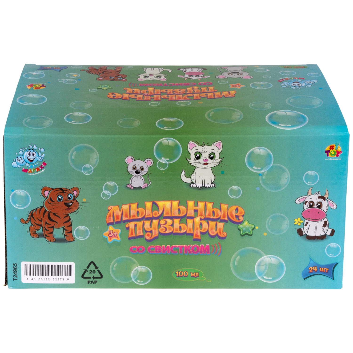 Мыльные пузыри Мы-шарики! 1TOY в виде животных, со свистком, 100 мл