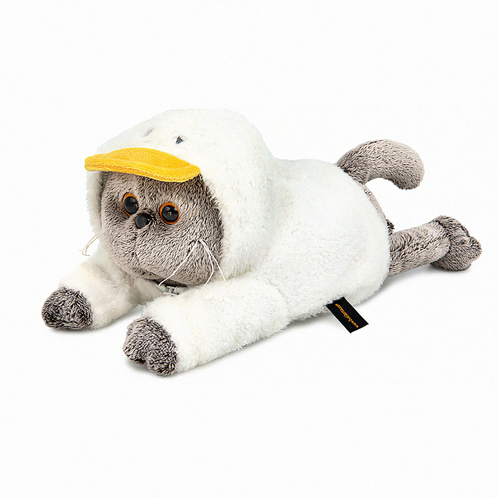 Мягкая игрушка Кот Басик в худи "Гусик" (лежачий), 19 см
