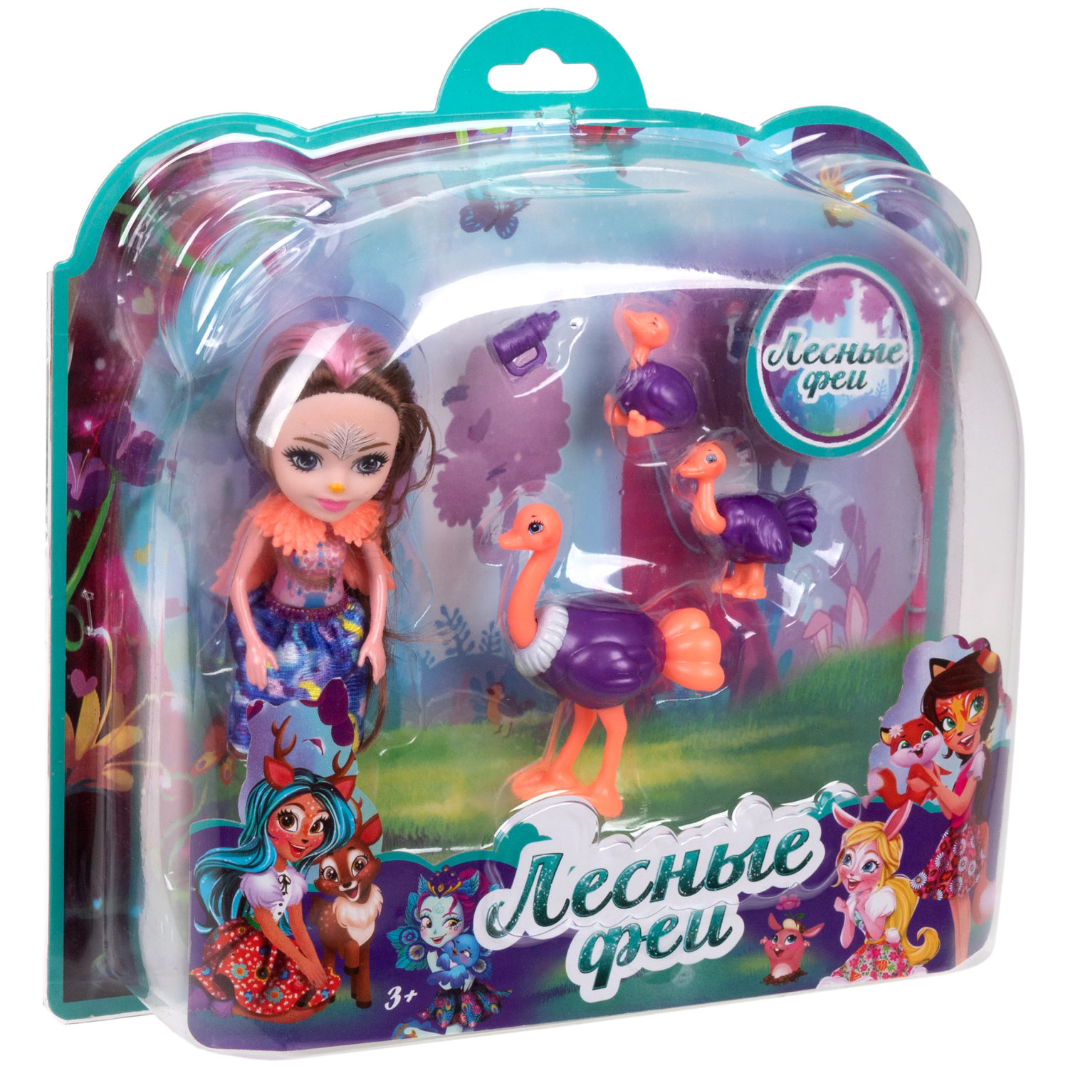 Кукла 1TOY «Лесные феи» в наборе с аксессуаром, питомцами - страусами, 16 см