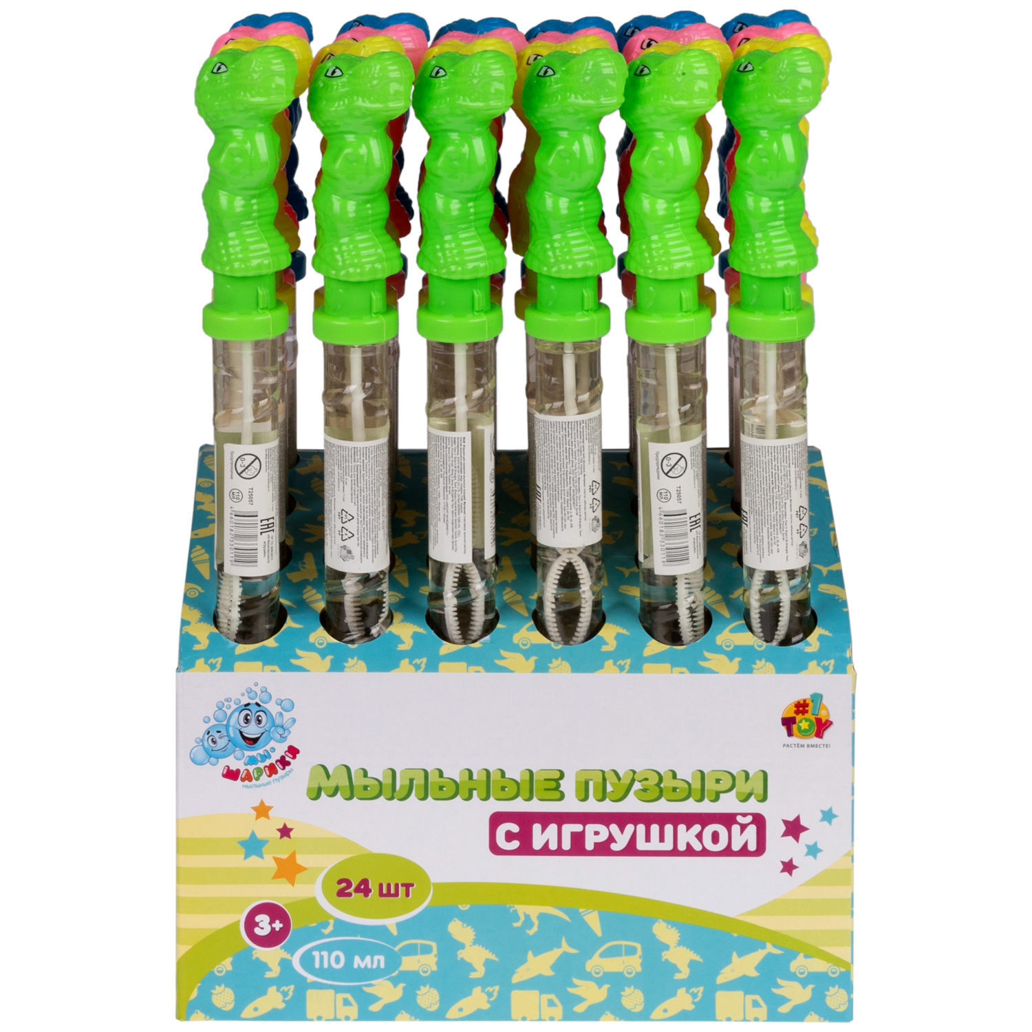 Мыльные пузыри Мы-шарики! 1TOY с игрушкой Динозавр, 110 мл