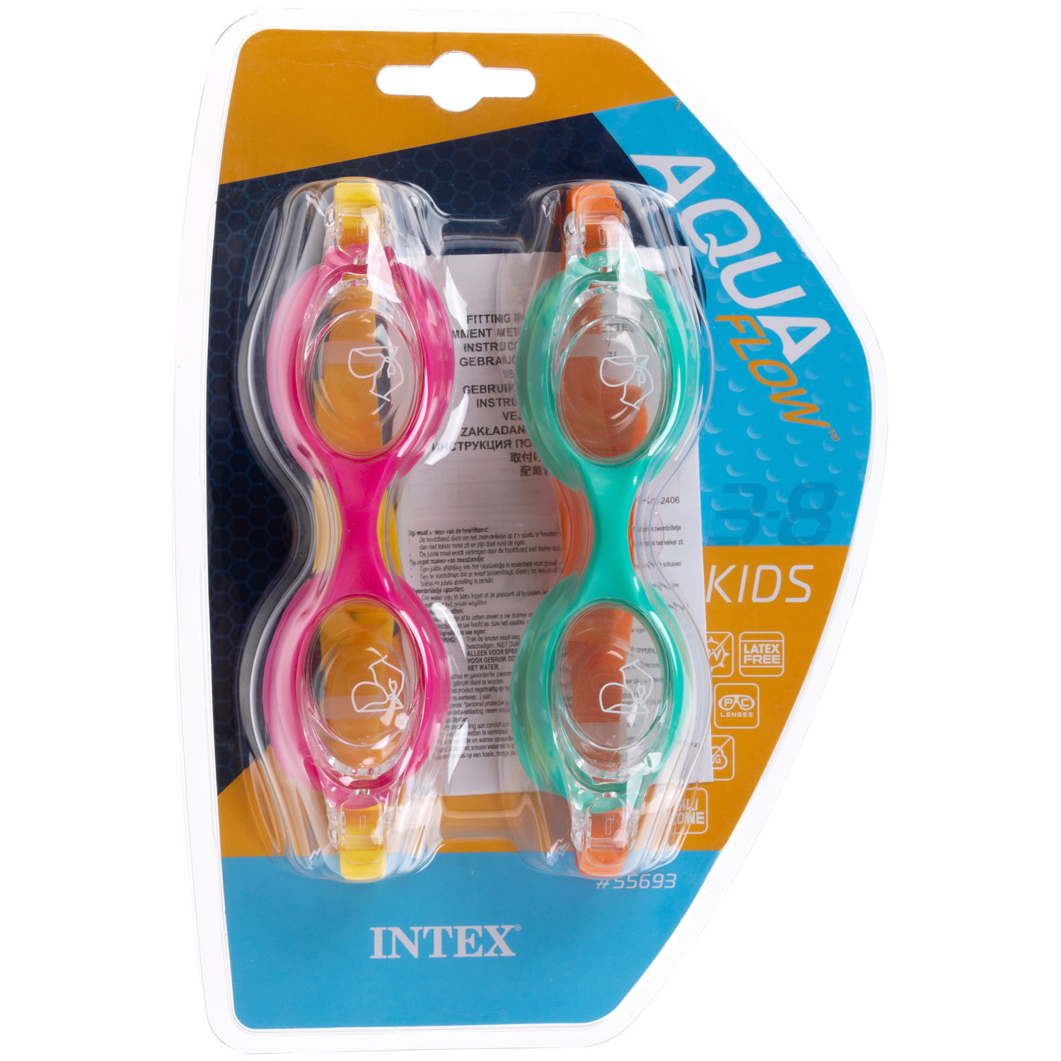 Очки для плавания детские Intex Интекс Про тим, набор, от 8 лет