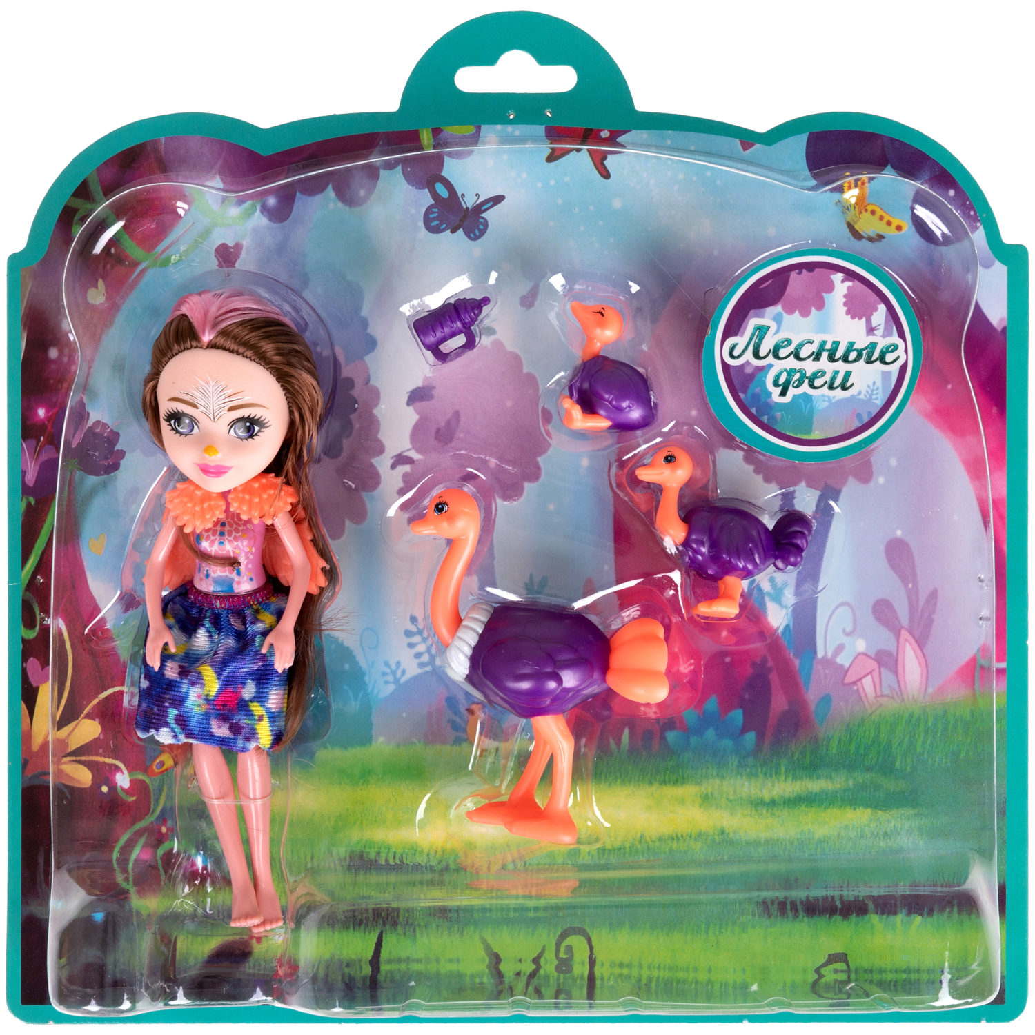 Кукла 1TOY «Лесные феи» в наборе с аксессуаром, питомцами - страусами, 16 см