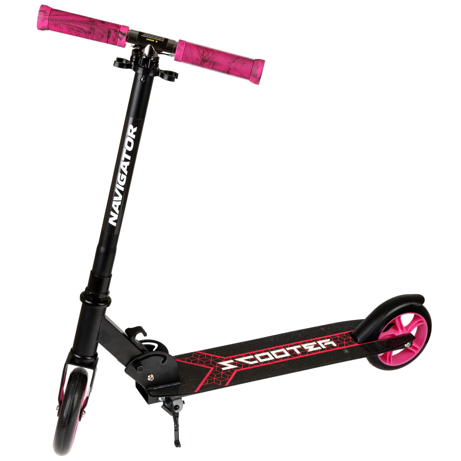 Самокат Navigator, 2-х кол. PU 2х145 мм, складной, TPR грипсы, , черный