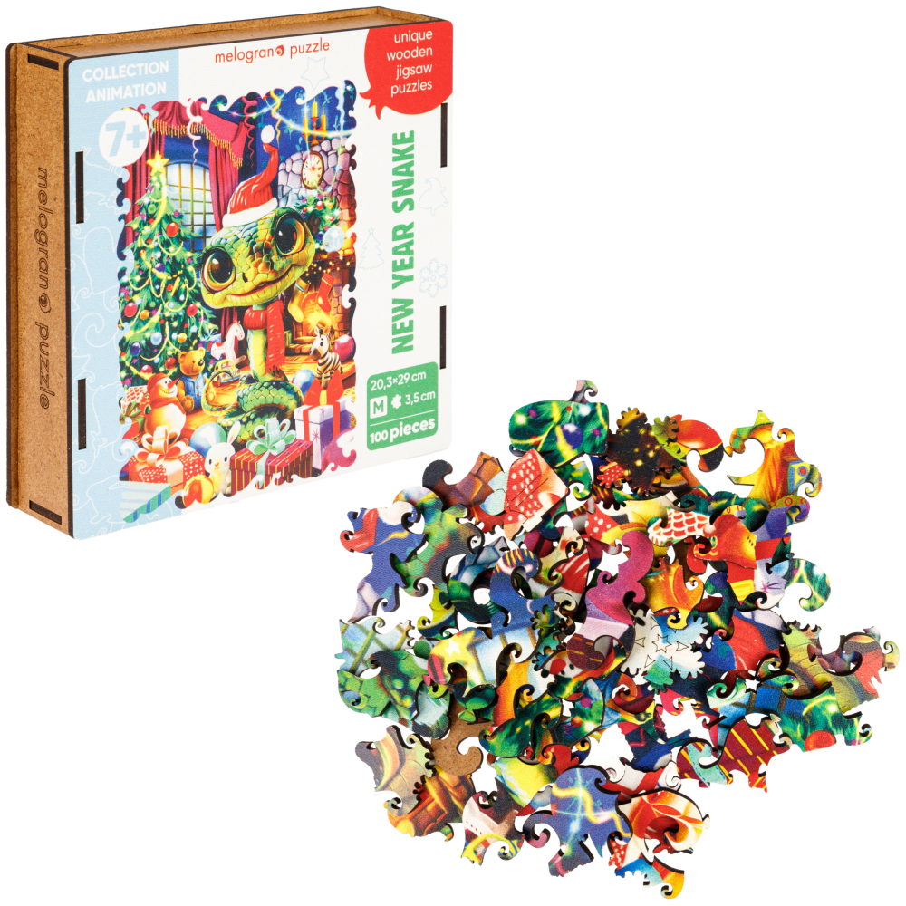 Деревянные пазлы Collection Animation Новогодняя змея, 100 деталей