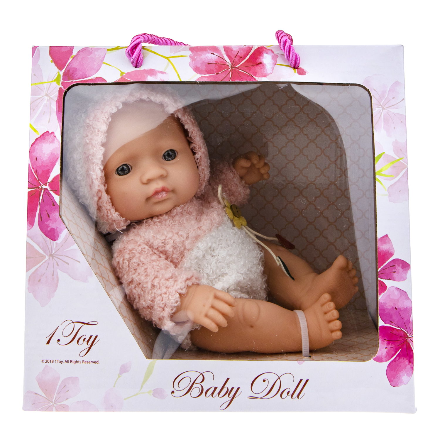 Пупс 1TOY Baby Doll в теплом розовом комбинезоне, 20 см