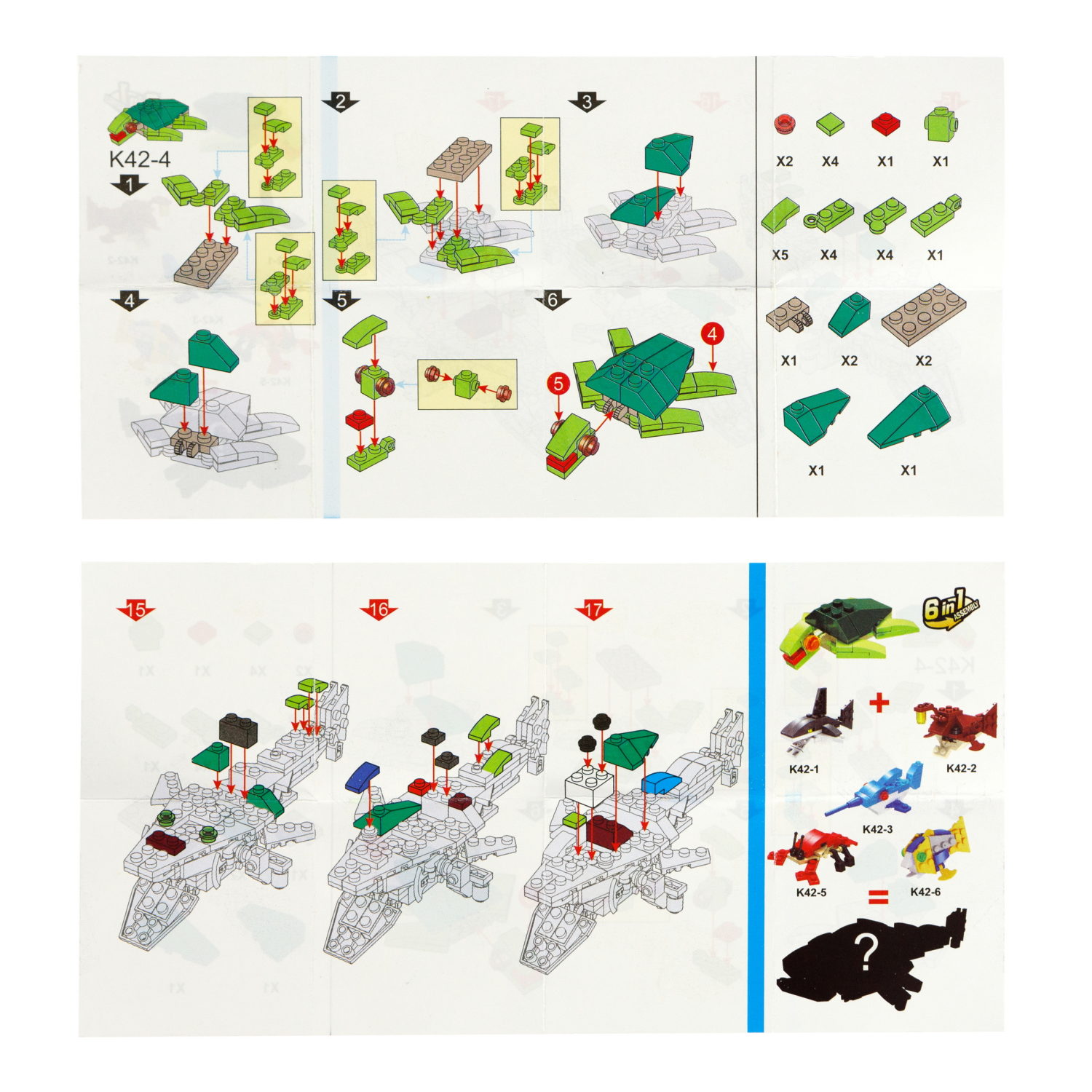 Конструктор 1TOY Blockformers "Океан", 6 видов, из 6 шт. собирается большой кит, 1 шт.