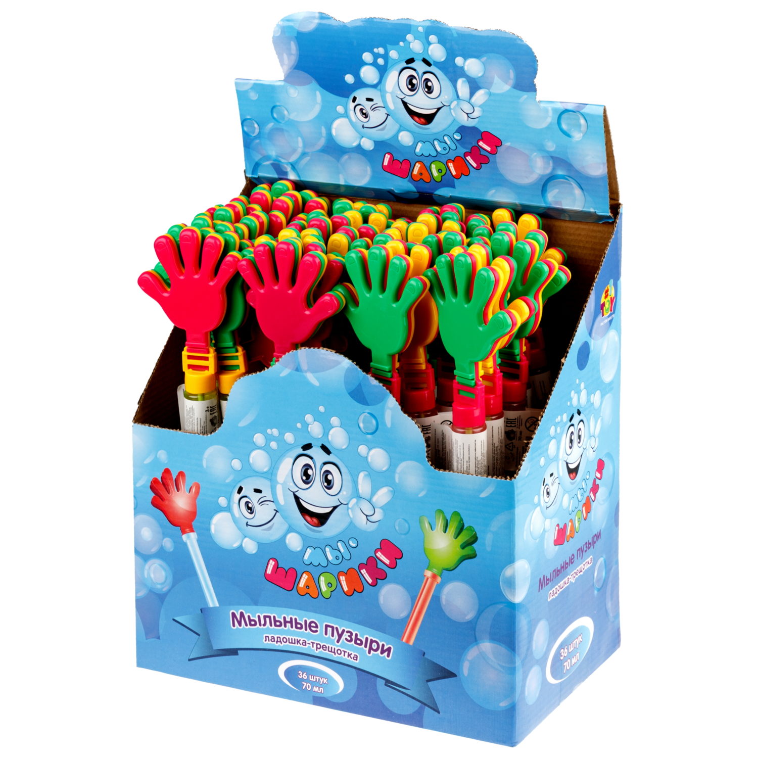 Мыльные пузыри 1TOY Мы-шарики! колба с ладошкой-трещоткой