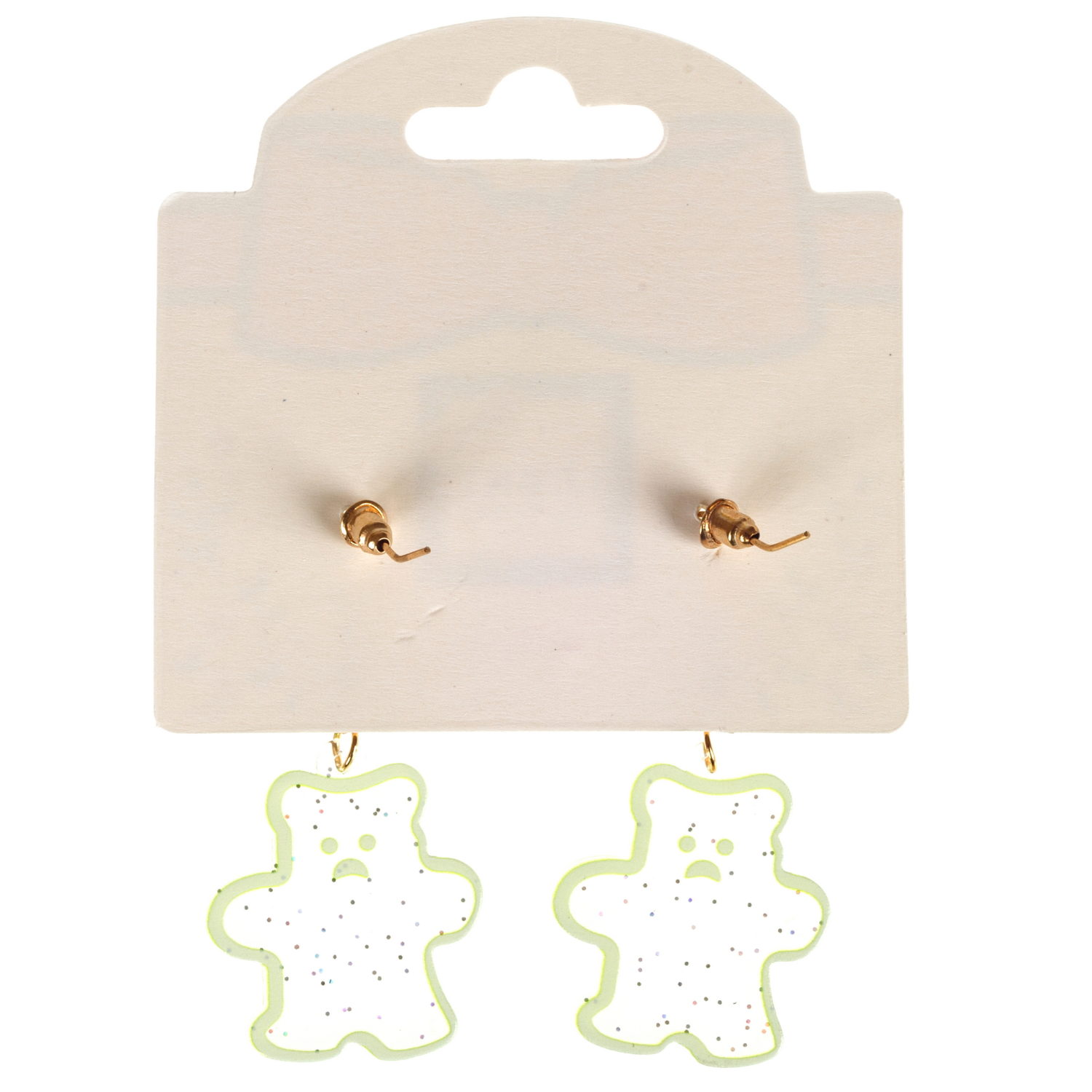 Серьги Lukky Fashion Мишки с неоновой обводкой и блестками, зеленый