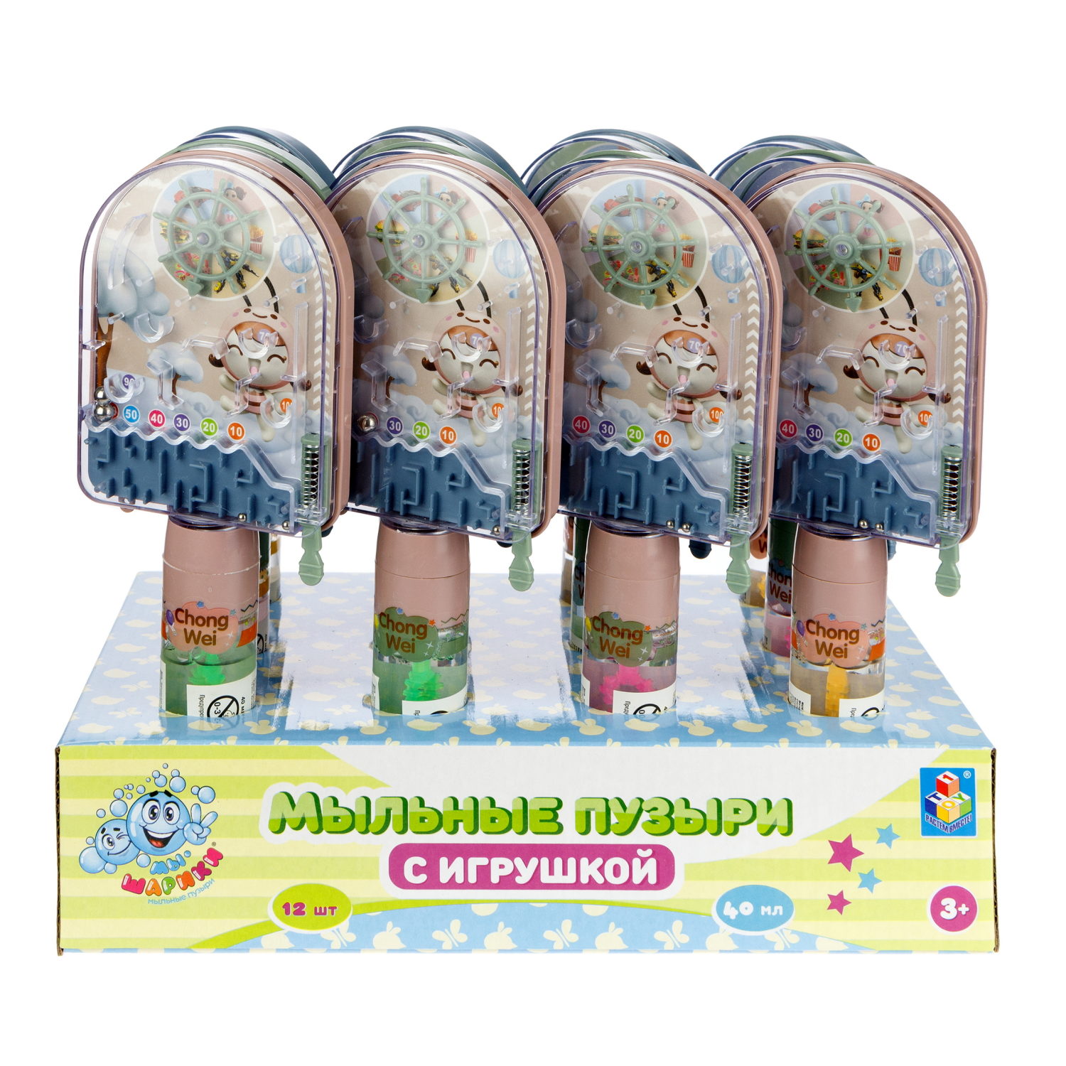 Мыльные пузыри 1TOY Мы-шарики! колба с игрушкой пинбол 40 мл