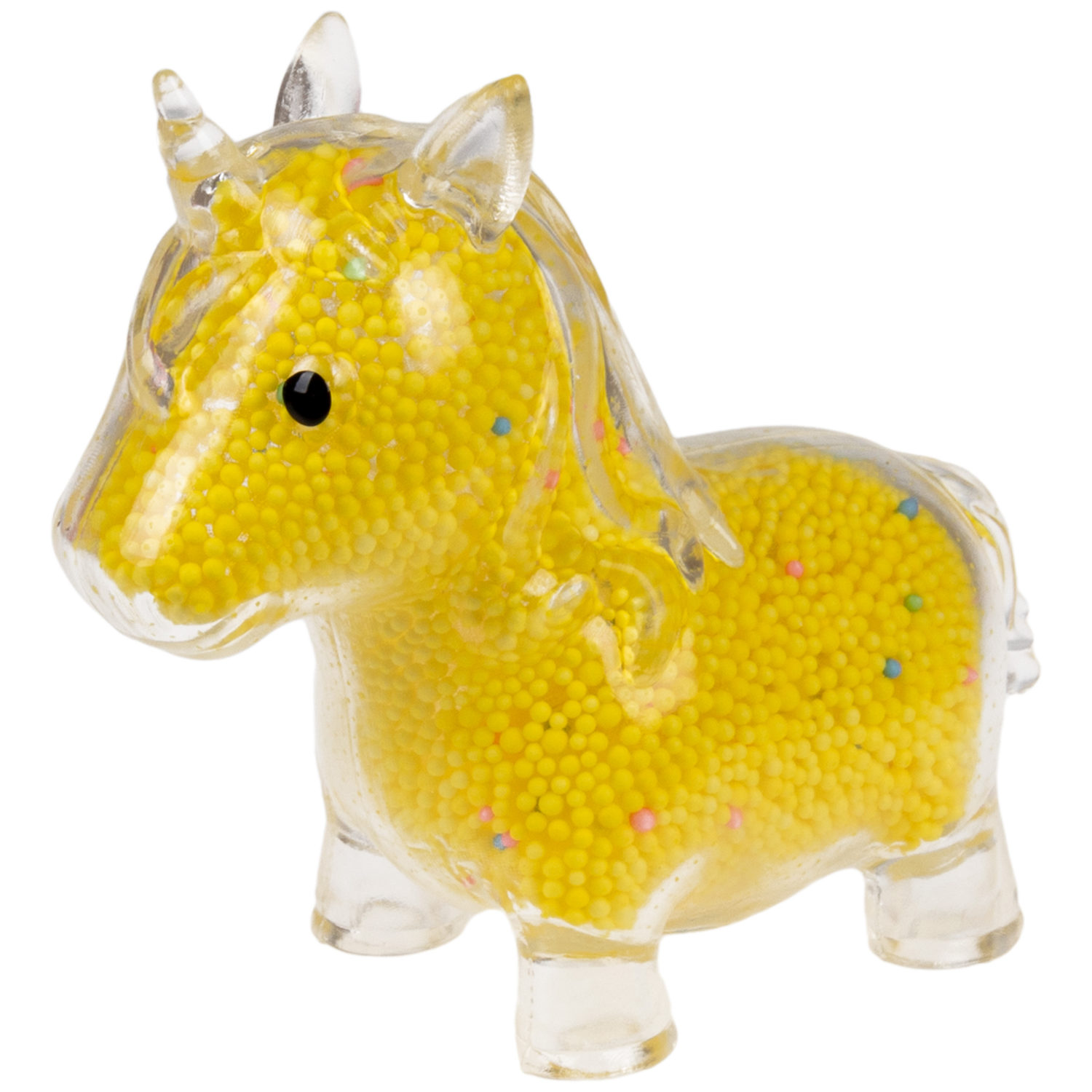 1toy Жмяка единорог с пенопластовыми шариками, 11х8 см,  жёлтый