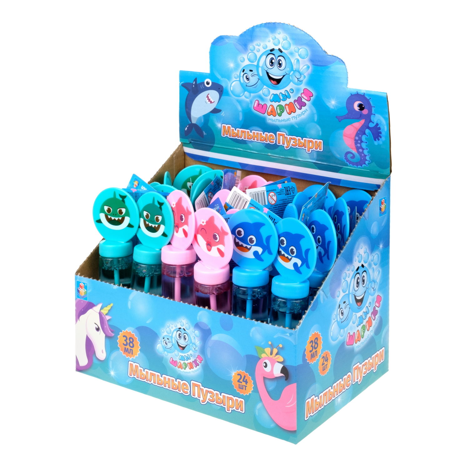 Мыльные пузыри 1TOY Мы-шарики! Акула, 38 мл, в ассортименте