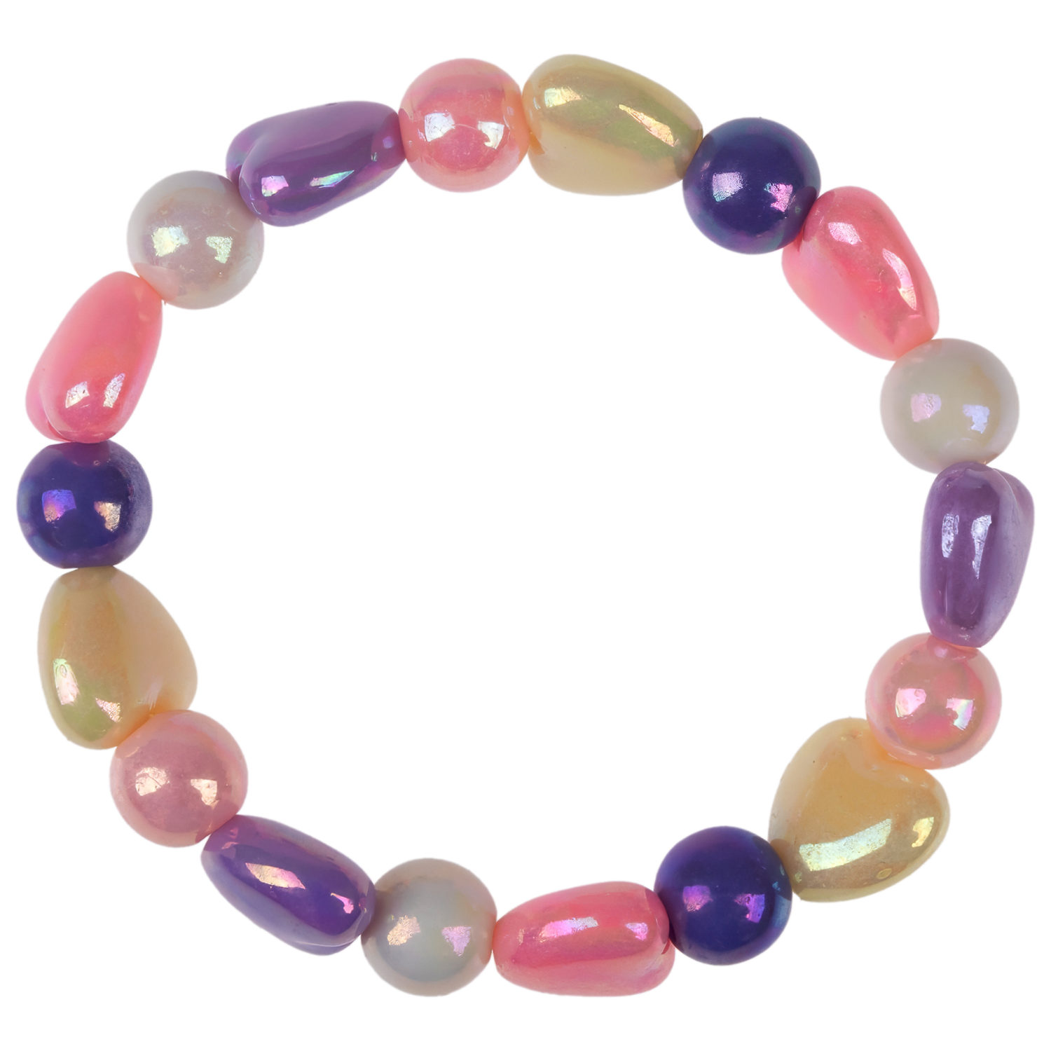 Набор украшений Lukky Fashion "Блестящее сердце" из бусин: 3 браслета с шармами, колечко, клипсы