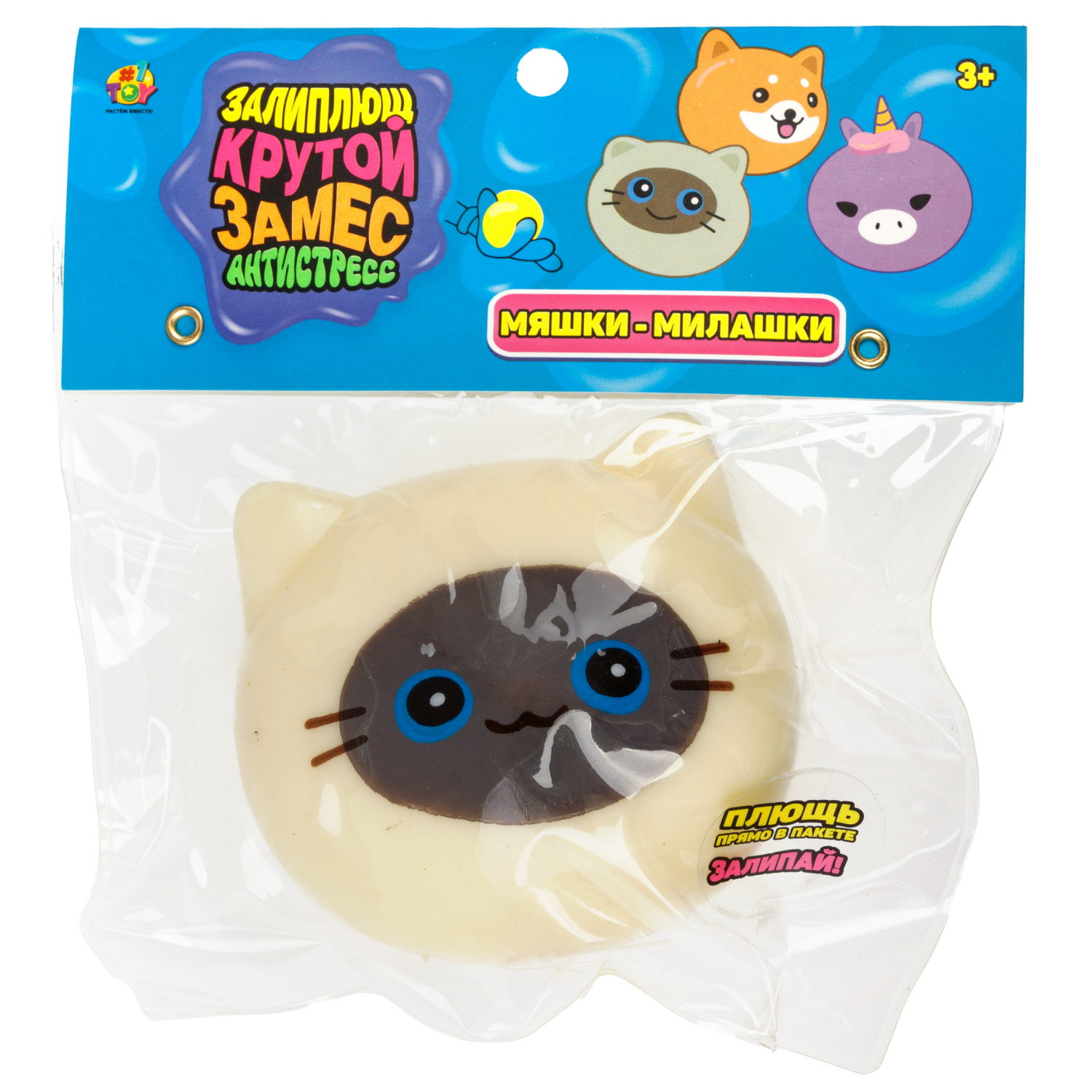 Игрушка-антистресс 1TOY Крутой замес Залиплющ, Мяшки-милашки, 7*7,5*5,5 см, в ассортименте кот, корги, единорог