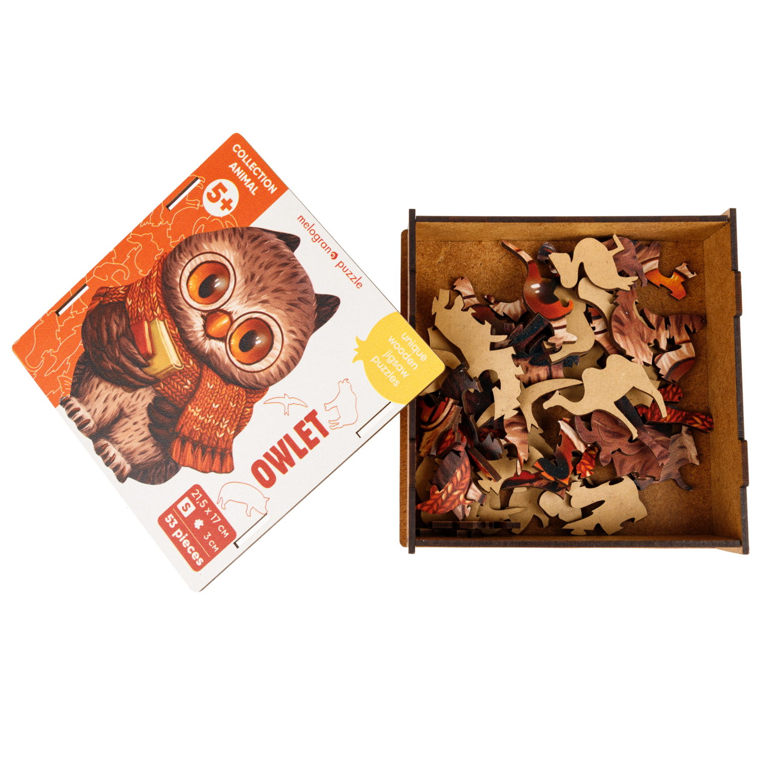 Деревянные пазлы Collection Animals Совенок ученик, 53 детали