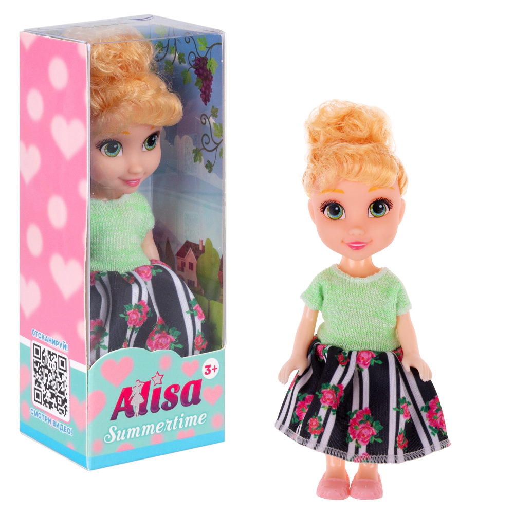 Кукла 1TOY ALISA SUMMERTIME, в зелёной футболке, 16 см