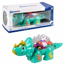 1TOY Движок динозавр трицератопс прозрачным с механизмом на батарейках, свет, звук