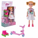 Alisa Little Love. Кукла 14,4 см (блонд. с прич., с роликами и самокатом), в кор. 11,5х4,7х19,8 см