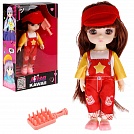 Alisa Kawaii mini. Кукла 15,2 см с расчёской, с длин. тёмн. вол. в красн. кеп., в кор. 12х20х5,5 см