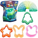 1toy пружинка Радуга-дуга многоцветная, 4 формы в асс-те., 6*7 см.