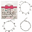 Lukky Fashion наб.из 3 браслетов-цепочек Сердечки,стразы,серебро,карта
