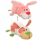1TOY Вывернушка Ням-Ням 2-в-1 40 см., плюш. Щеночек с ароматом мятной жвачки-Зайчонок с ароматом фруктовой жвачки,пакет