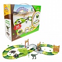 1toy гибкий трек "Динопарк" 165 дет, динотуннель, ворота, мост, 2 динозавра (16,14см.), диномашинка, в кор.32*25,5*11см