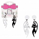 Lukky Fashion наб.из 2 асимметричн.сережек-гвоздиков с подвесками Черно-белые кошки,пластик,карта