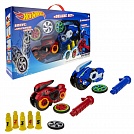 Игровой набор для мальчика и девочки Hot Wheels Spin Racer "Deluxe Set", 2 игрушечных мотоцикла, 3 колеса-гироскопа, кегли, размер 16 см