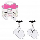 Lukky Fashion серьги-гвоздики с подвесками металл+эмаль Добрые привидения,карта