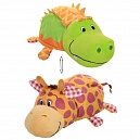 1TOY Вывернушка Ням-Ням 2-в-1 40 см., плюш. Крокодильчик с ароматом яблочного пирожка-Жираф с ароматом Арахисовой пасты с фруктами,пакет